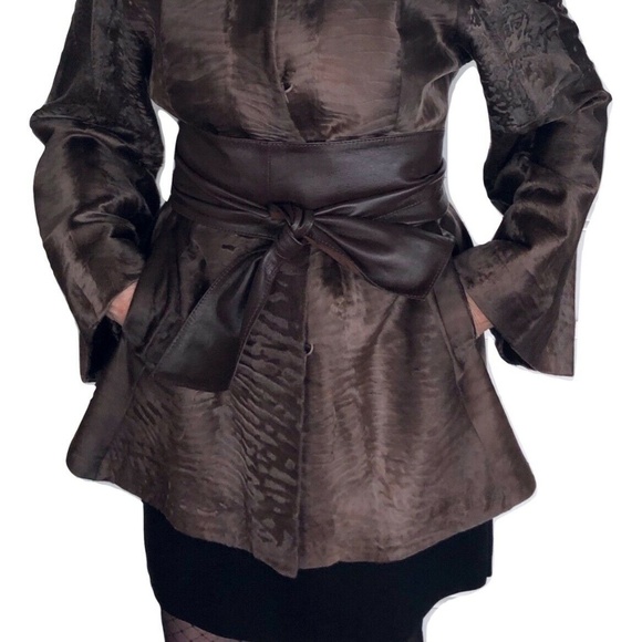 Angelo Danzi Dyed Broadtail Lamb Fur Jacket w/belt - Picture 3 of 13